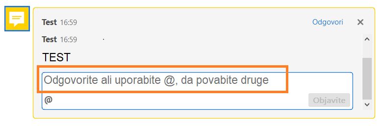 Uporaba poziva za funkcijo @omemba med odgovarjanjem