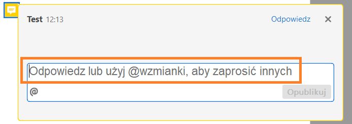 Używanie @wzmianek podczas odpowiadania