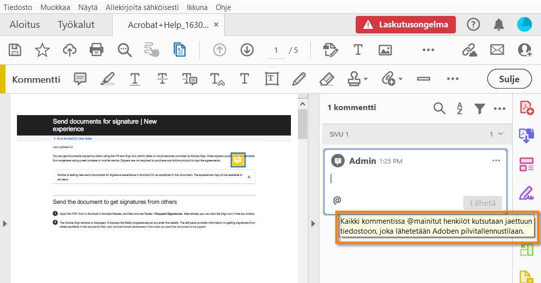 Käytä @mainintoja tarkistuksen aloittamiseksi