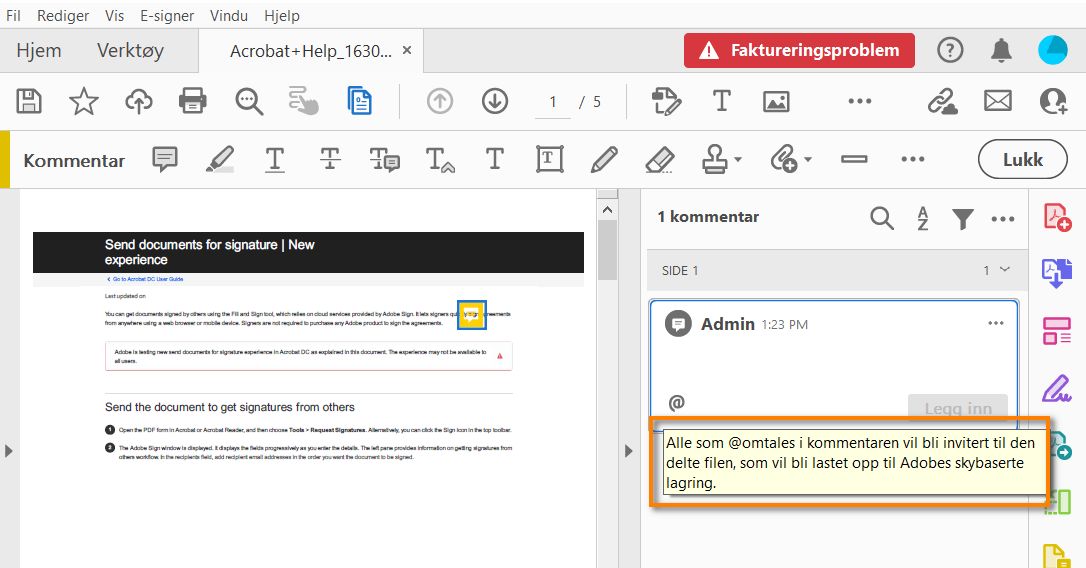 Bruke @omtaler til å starte en gjennomgang