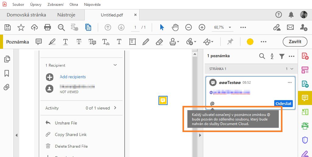 Použití zmínky @ ke spuštění kontroly