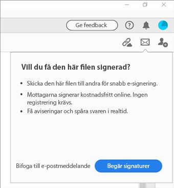 Det kontextuella tipset när du bifogar en PDF-fil till e-post