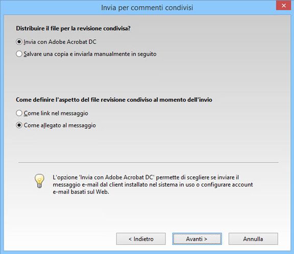 Inviare come allegato o collegamento