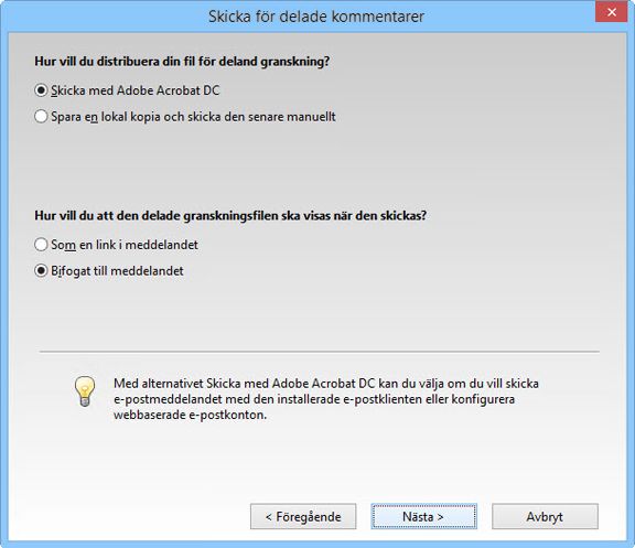 Skicka som bilaga eller länk