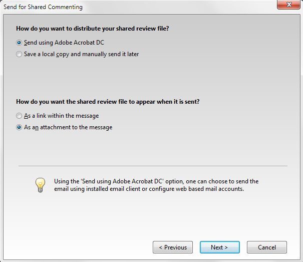 إرسال كمرفق أو رابط