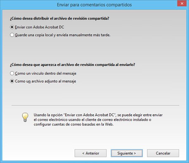 Enviar como archivo adjunto o vínculo