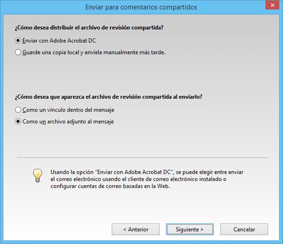 Enviar como archivo adjunto o vínculo