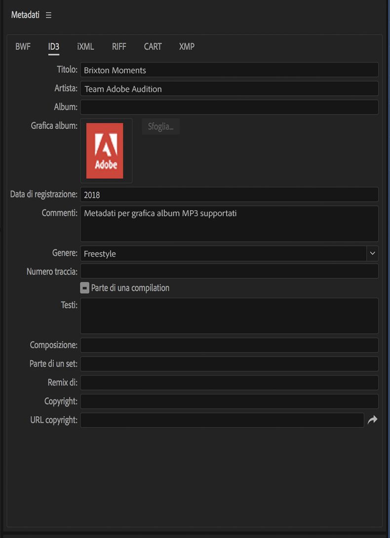 Grafica album per file MP3