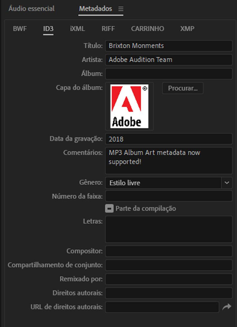 Capa de álbum para arquivos de MP3