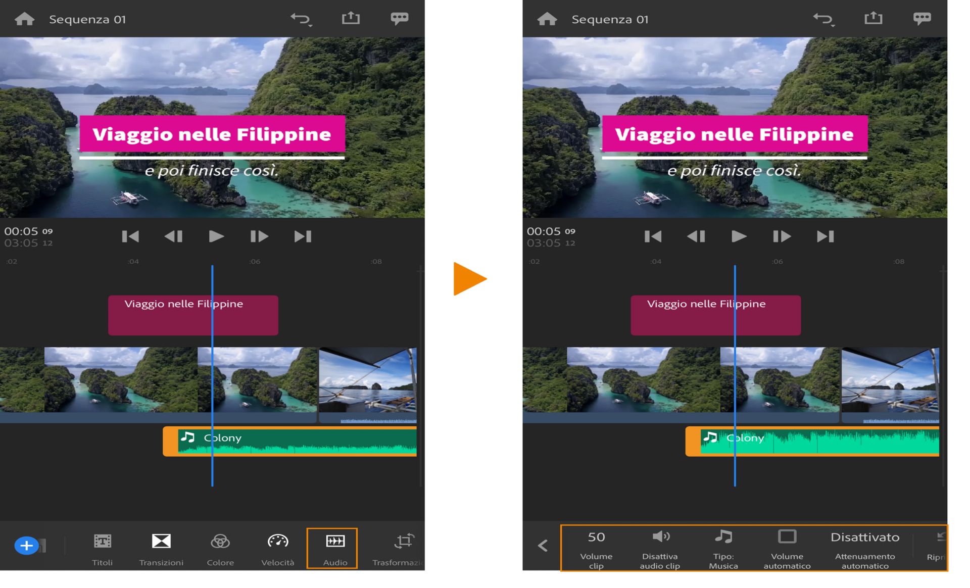 Aggiunta e modifica dell’audio