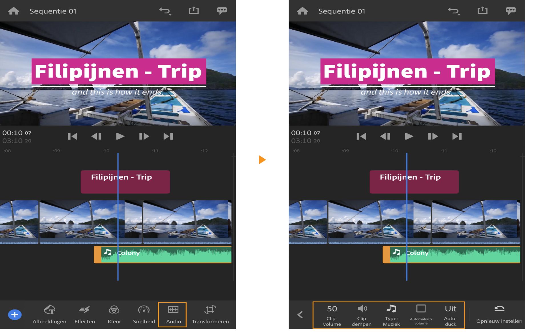 Audio toevoegen en bewerken