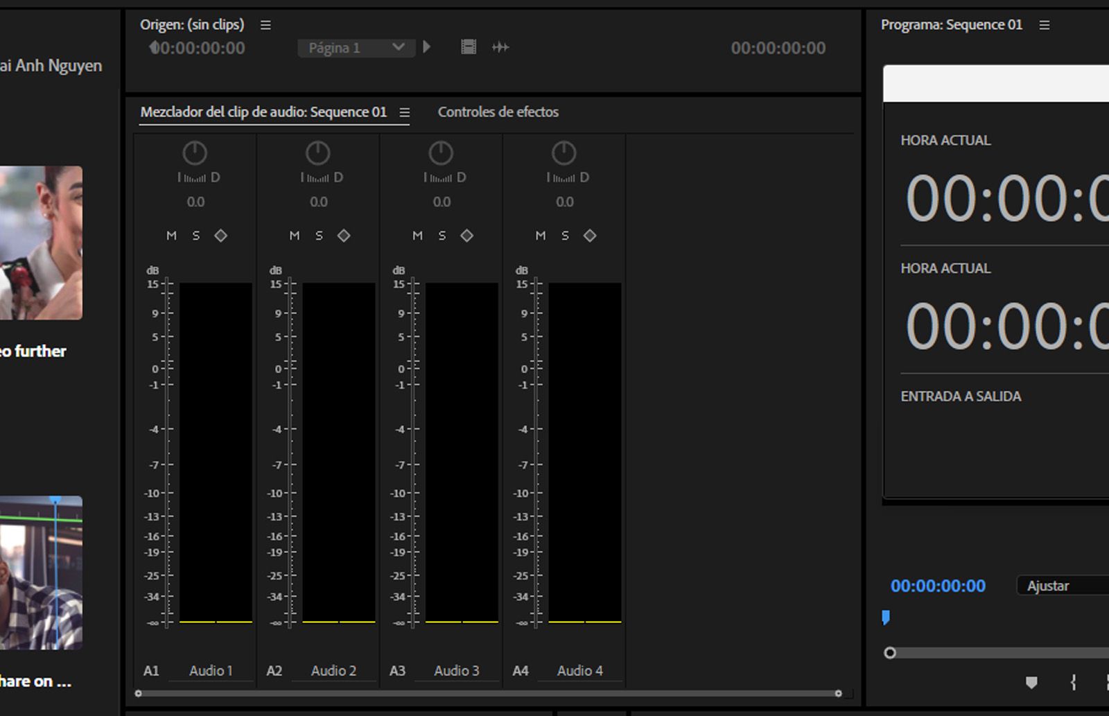 Se abre la sección Mezclador de clip de audio con opciones para ajustar el volumen y la panorámica del clip.