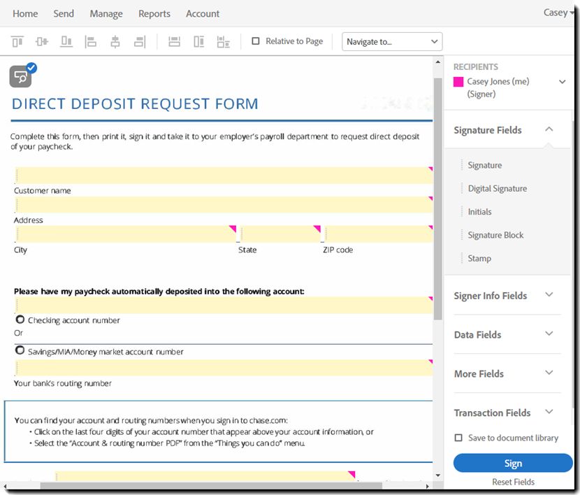 Authoring per firma autonoma - Campi rilevati