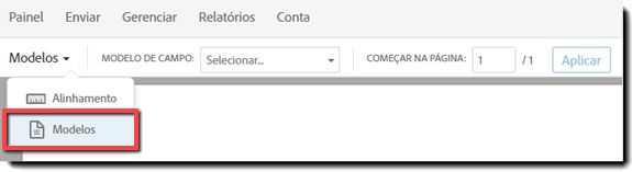 A opção Modelo na página de Criação