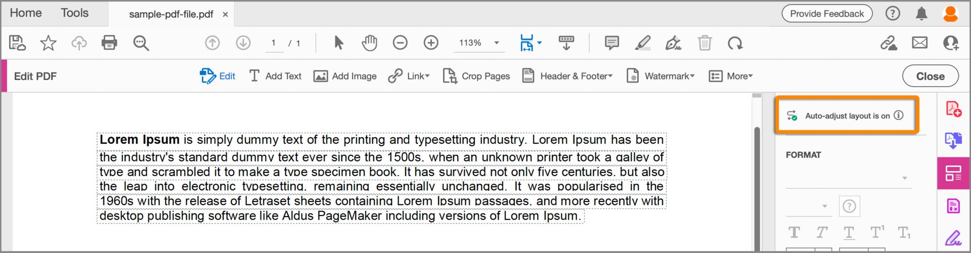 מצב כוונון אוטומטי מופעל