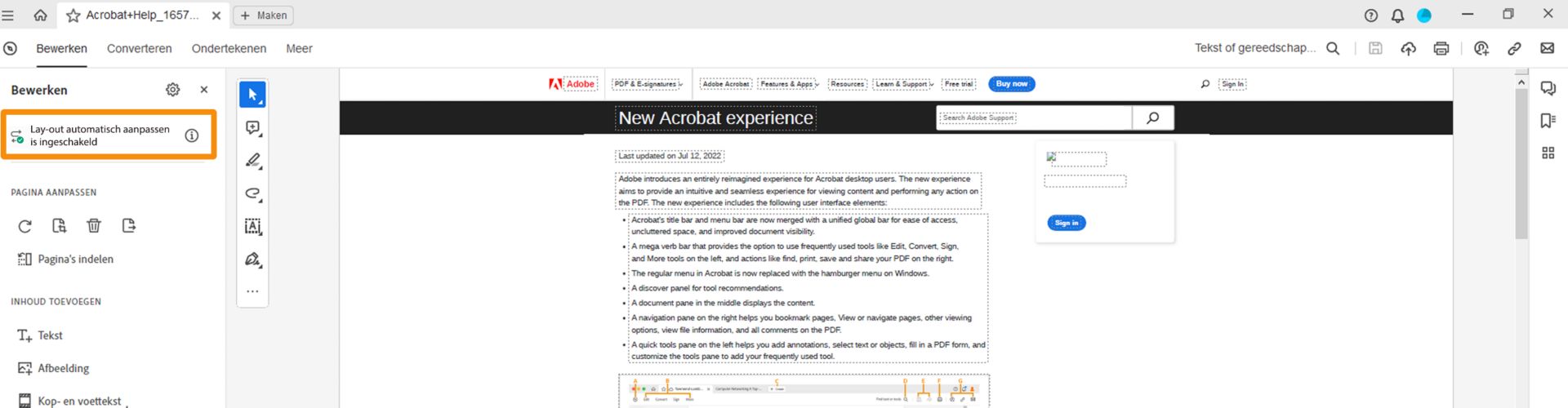 Modus automatisch aanpassen ingeschakeld