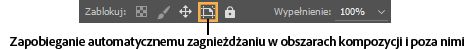 Zapobieganie automatycznemu zagnieżdżaniu w obszarach kompozycji i poza nimi w programie Photoshop