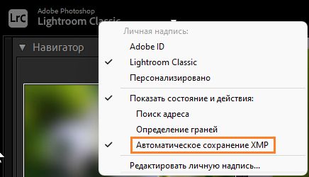 Автоматическое сохранение XMP