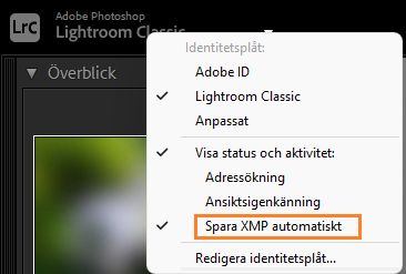 Spara XMP automatiskt