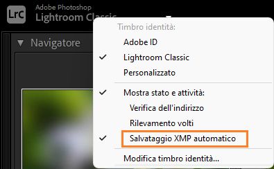 Salvataggio XMP automatico
