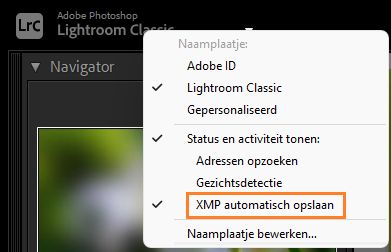 XMP automatisch opslaan