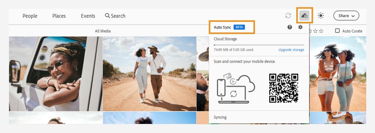 Utilice el icono Sincronizar ahora para sincronizar los archivos que desee.