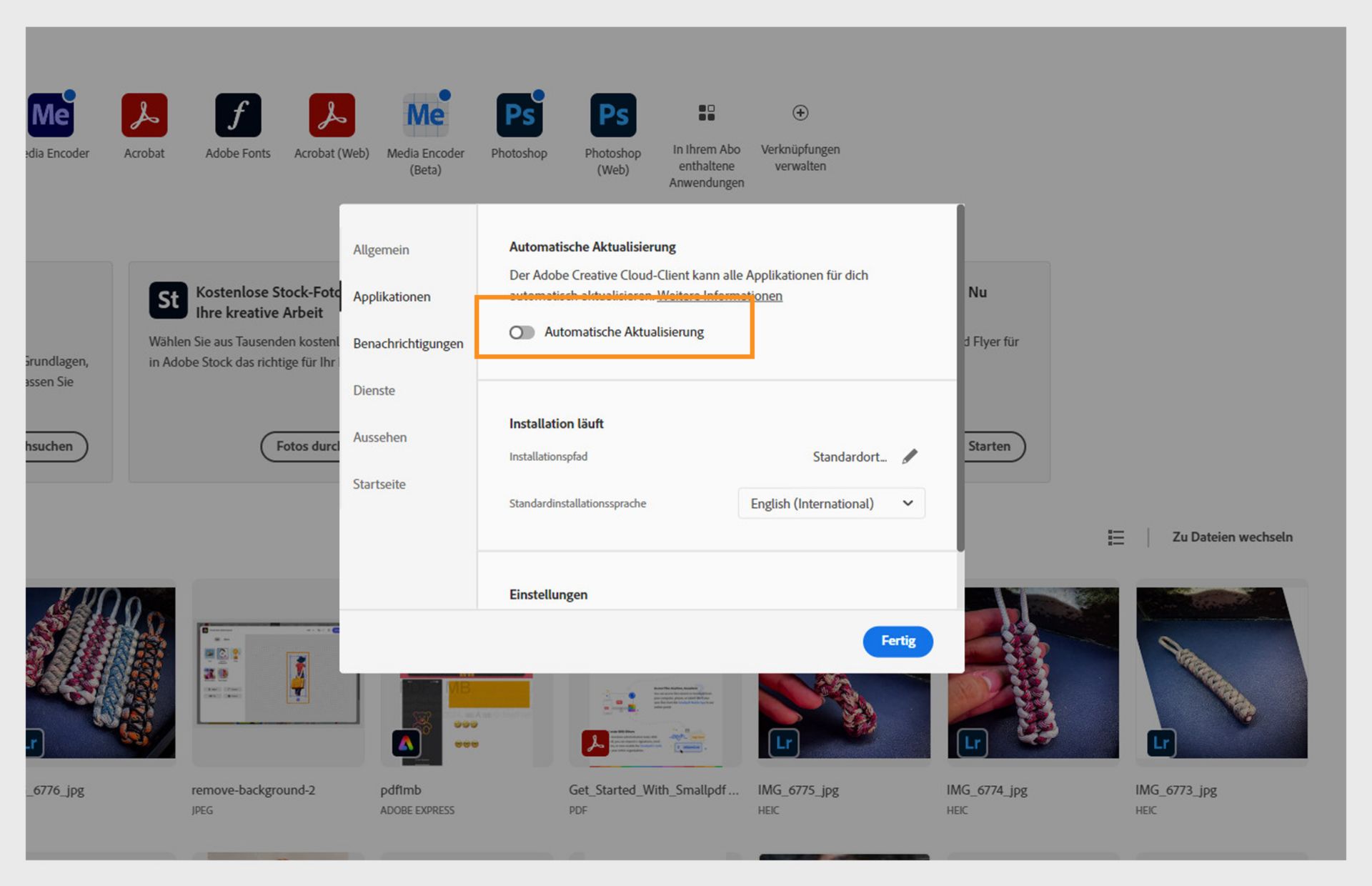 Die Registerkarte “Apps” im Fenster “Einstellungen” bietet die Möglichkeit, die automatische Aktualisierung für alle Apps zu aktivieren. Sobald aktiviert, kannst du sie für einzelne Anwendungen ein- oder ausschalten. 