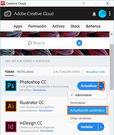 Administrar actualización automáticas