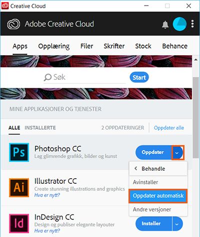 Administrere automatisk oppdatering