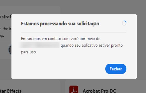 Caixa de diálogo “Estamos processando sua solicitação” que aparece quando você está qualificado para a aprovação automática