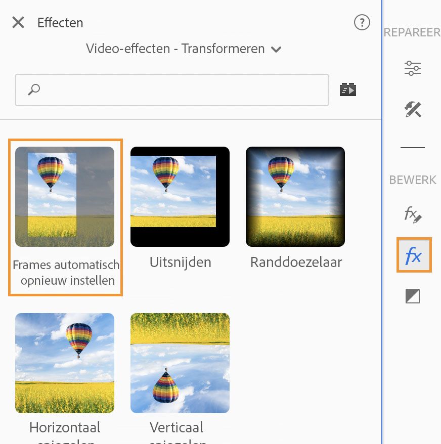 Frame automatisch opnieuw instellen