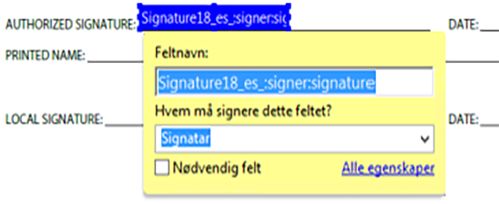 Plassere et Acrobat Sign-felt