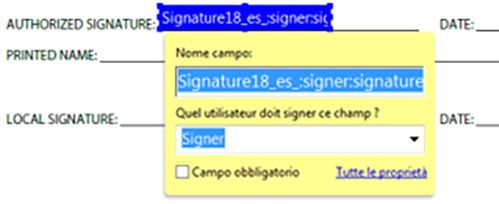 Inserimento di un campo Acrobat Sign