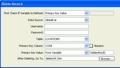 “删除记录”对话框