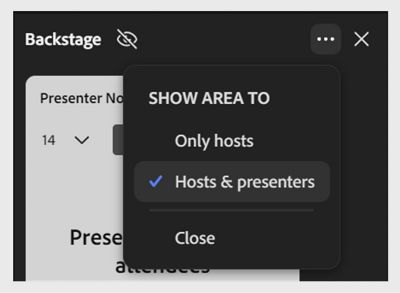 Show backstage area to hosts and presenters