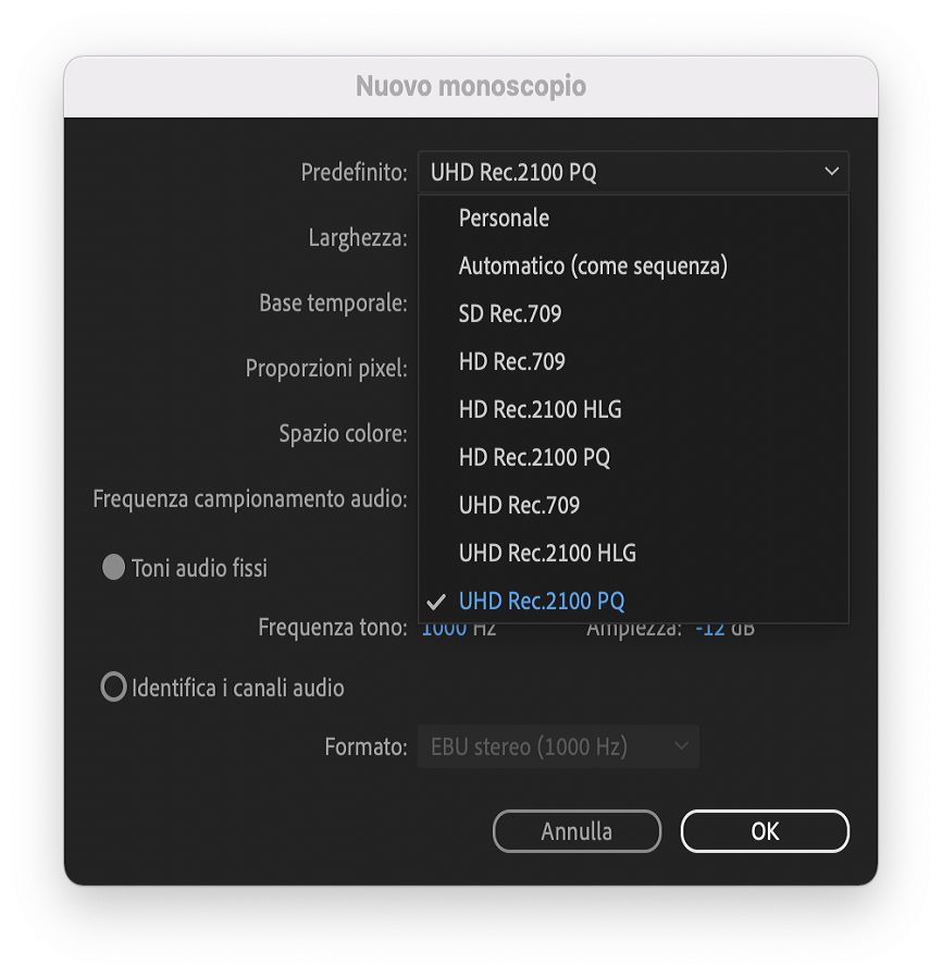 Monoscopio migliorato in Premiere Pro