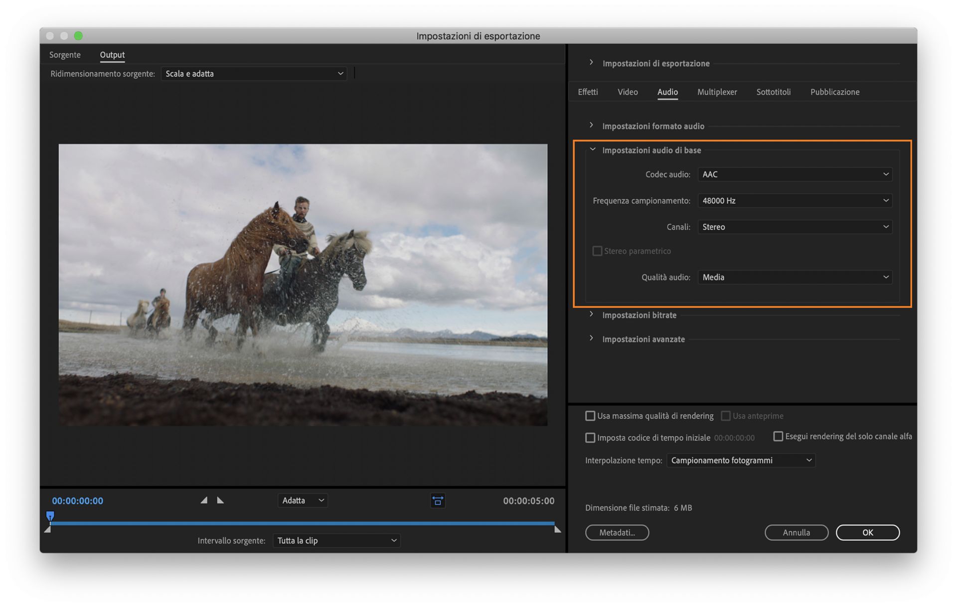 Impostazioni audio di base