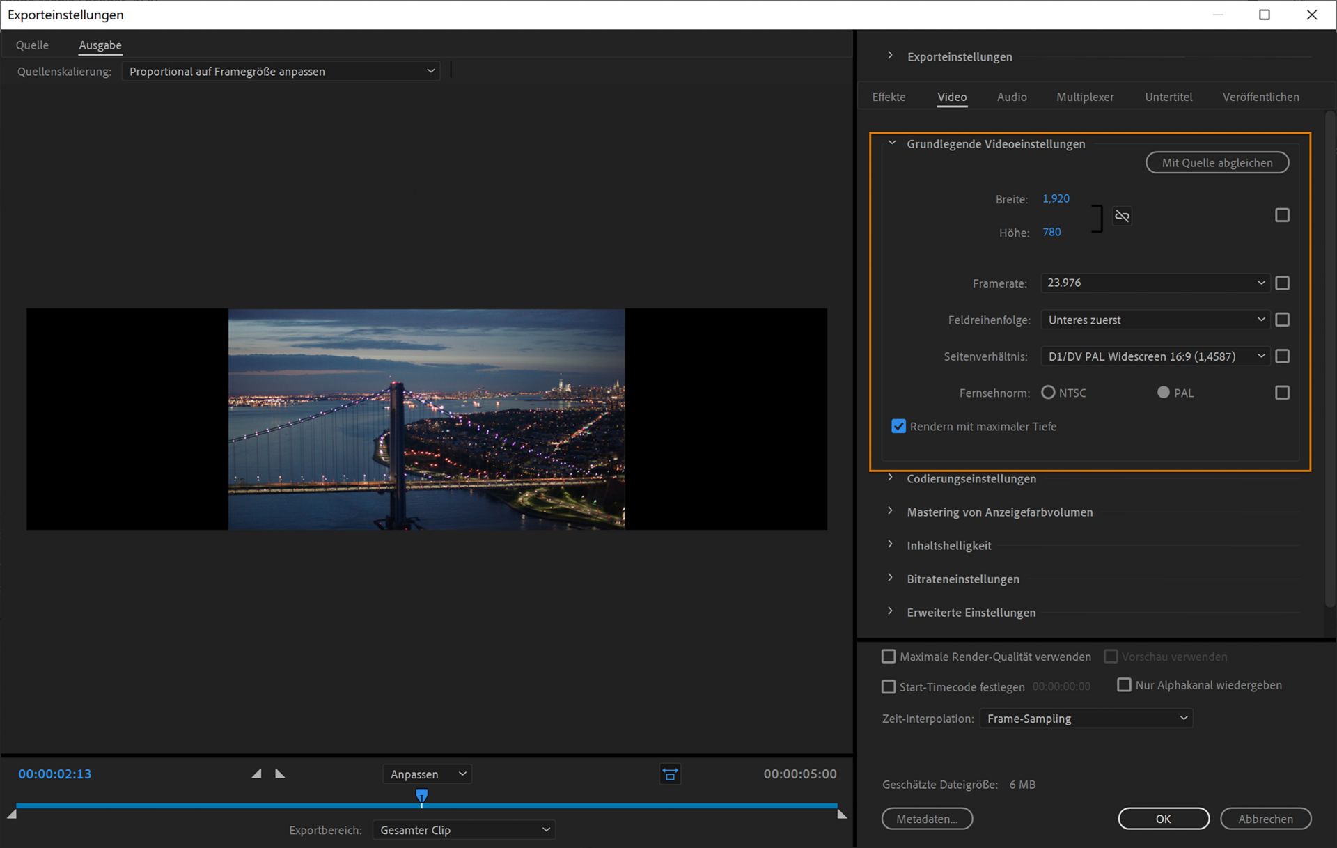 Grundlegende Videoeinstellungen