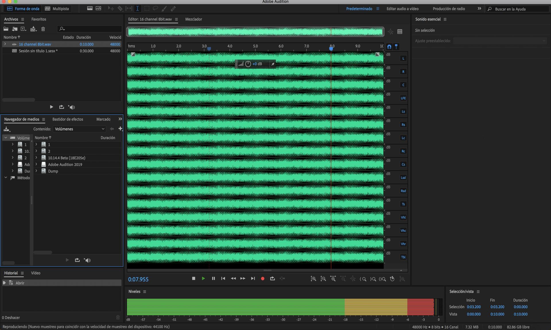 Vista de forma de onda básica
