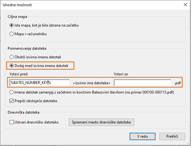 Imenu datoteke dodajte enolično številko
