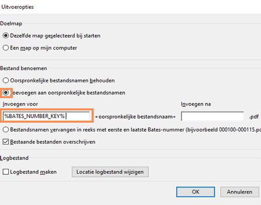 Bates-nummer toevoegen aan bestandsnaam