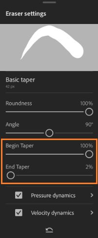 Begin and end taper controls