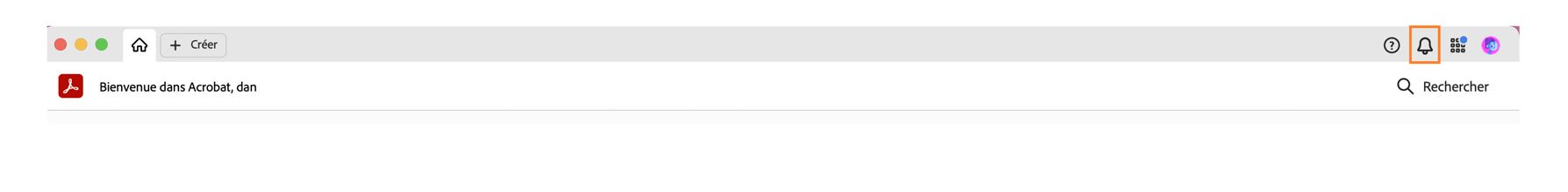 Notifications dans Acrobat