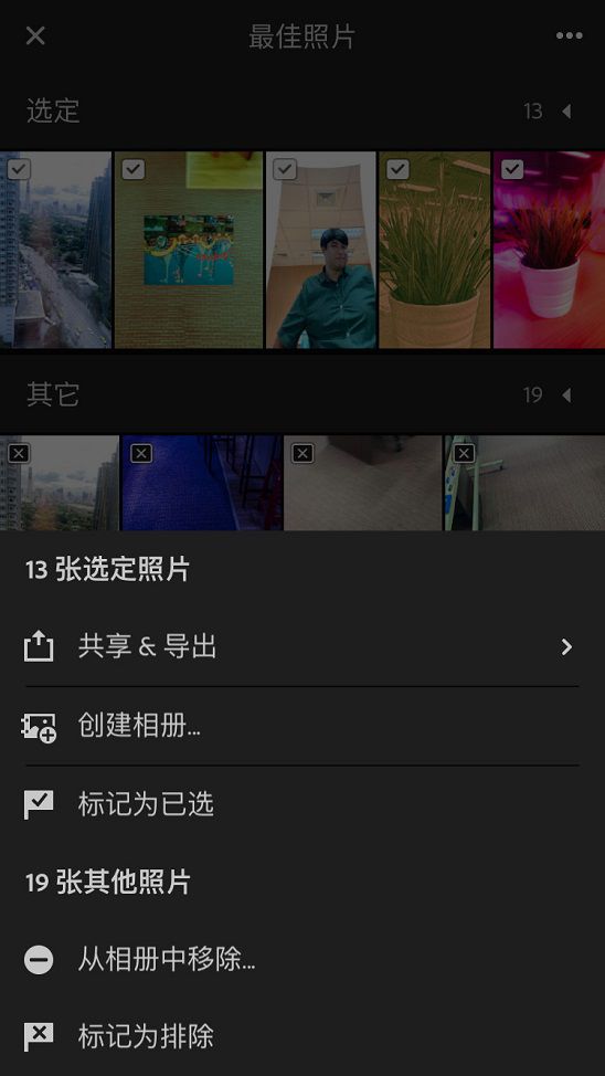 “最佳照片”中的三圆点菜单