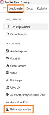 Beta uygulamaları seçin