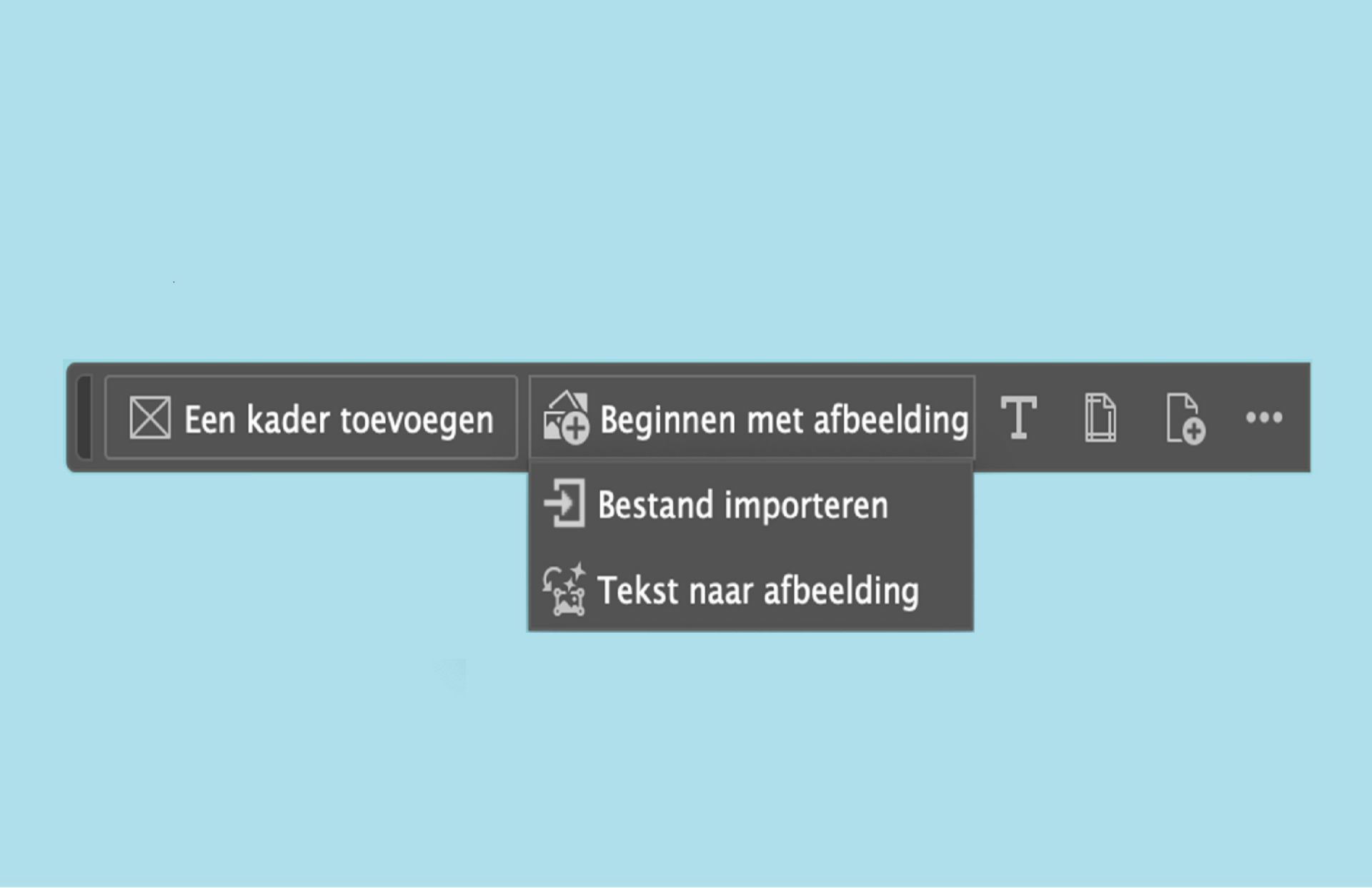 Een screenshot van de opties op de contextuele taakbalk voor een lege werkruimte.