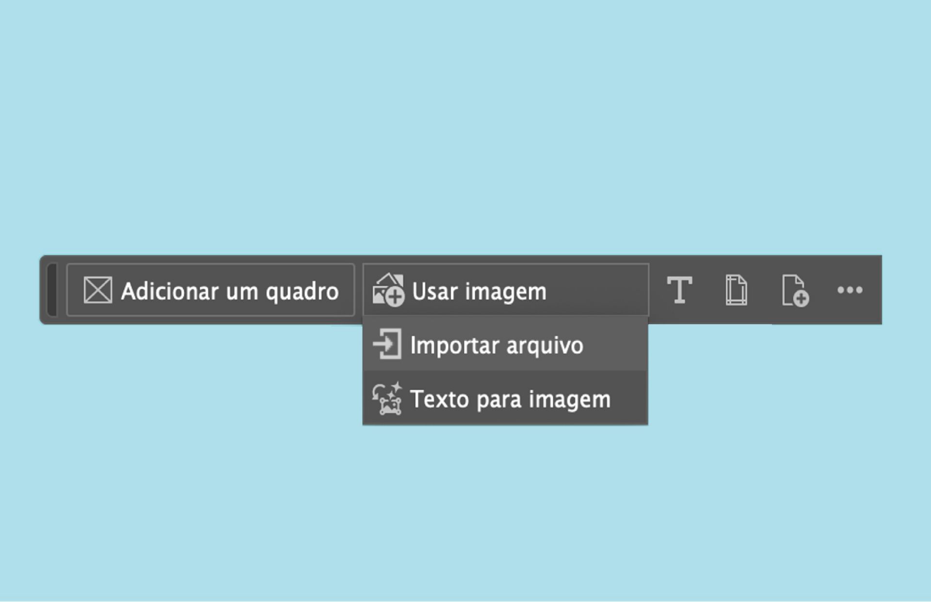 Uma captura de tela das opções da Barra de tarefas contextual para um espaço de trabalho em branco.