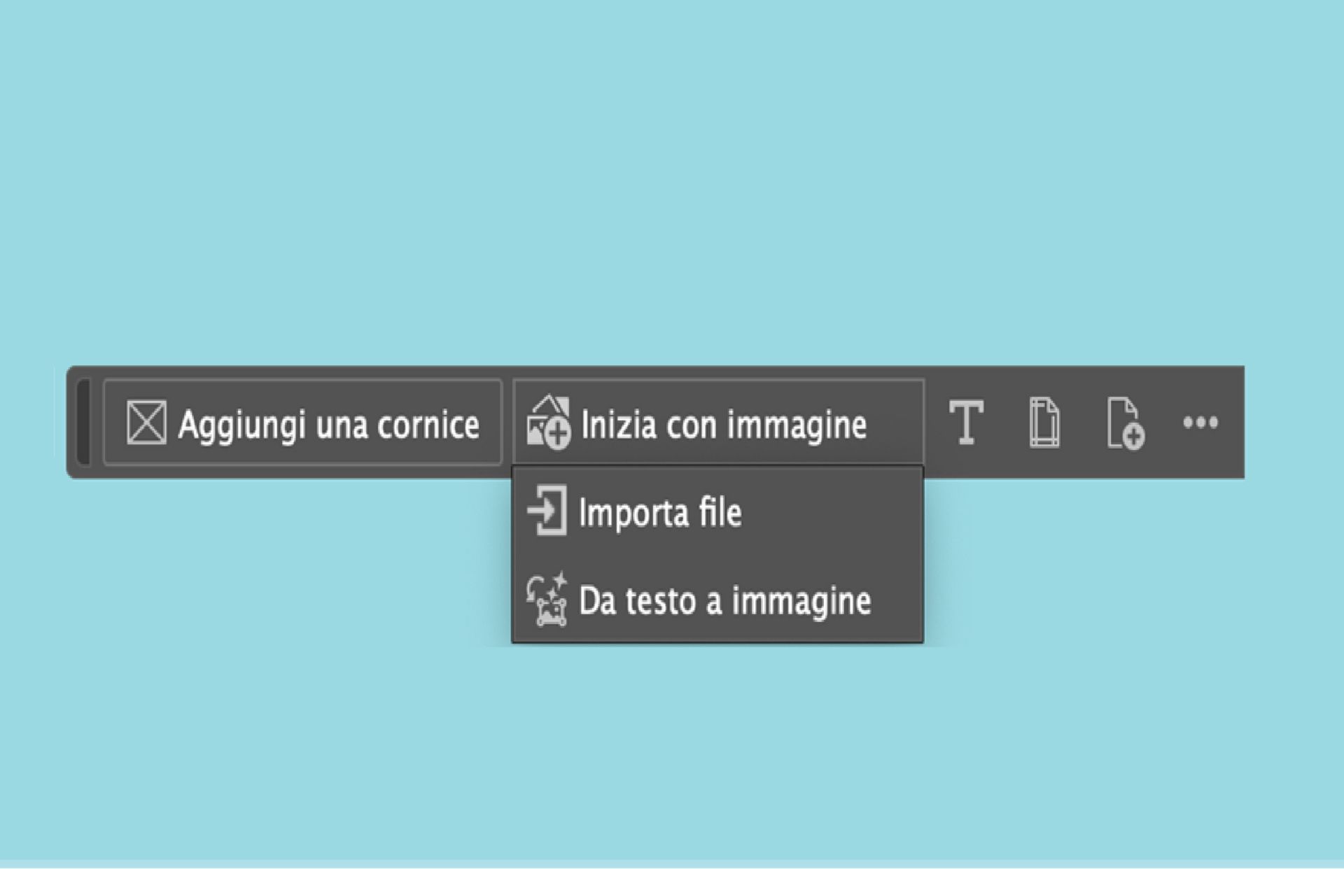 Una schermata delle opzioni della barra delle attività contestuale per un'area di lavoro vuota.
