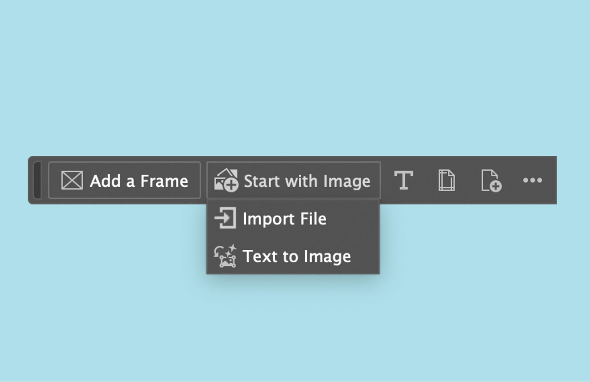 צילום מסך של האפשרויות של Contextual Task Bar עבור סביבת עבודה ריקה.