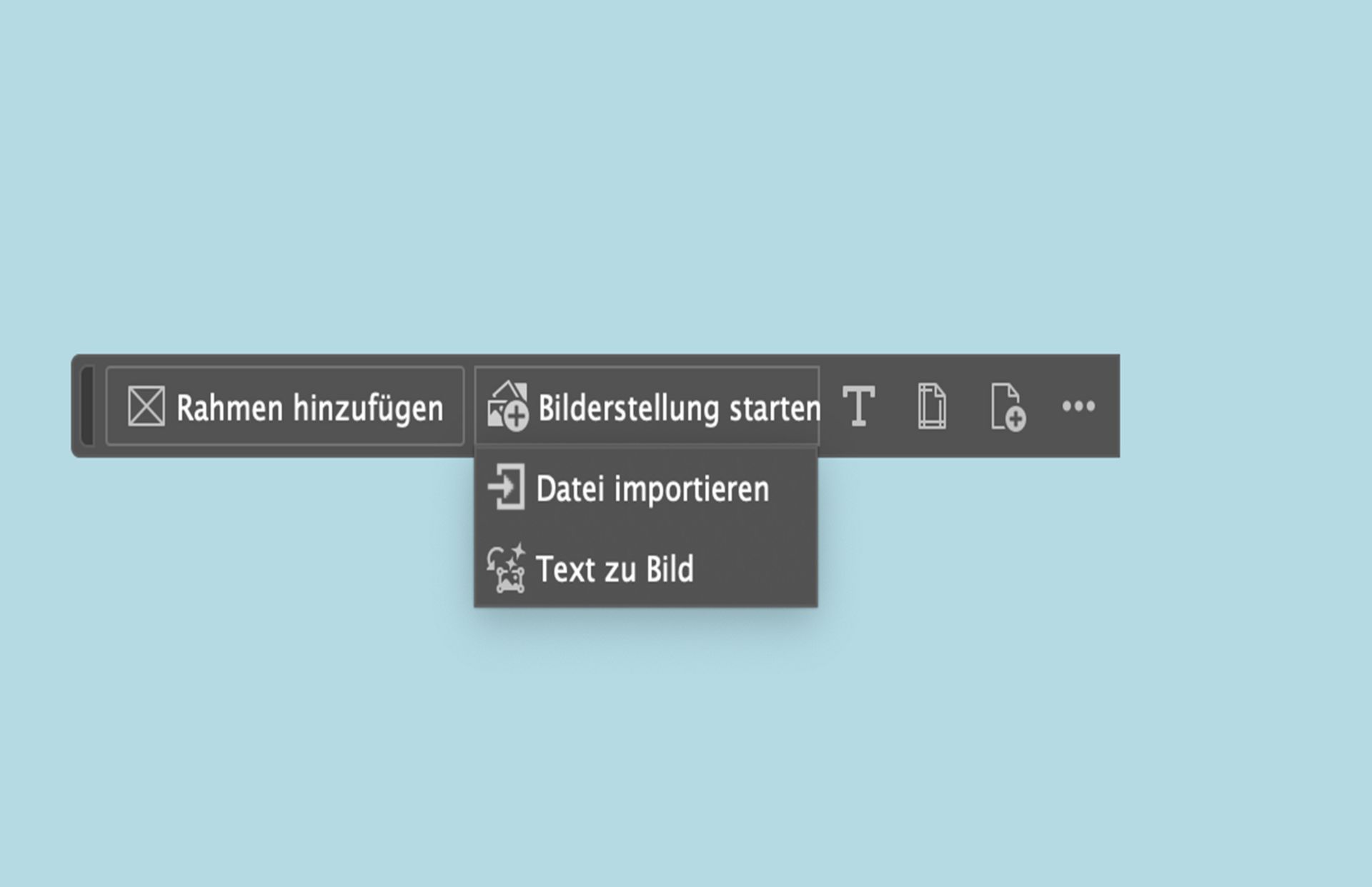 Ein Screenshot der Optionen auf der kontextbezogenen Taskleiste für einen leeren Arbeitsbereich.